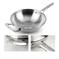 Professional 12 Inch 32cm Three-Layer 304Stainless Steel Chef's Pan Wok with Lid Kings Warehouse 