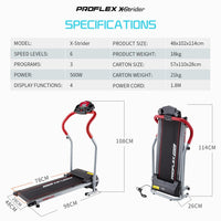 PROFLEX Electric Mini Walking Treadmill Compact Exercise Equipment Fitness Machine Kings Warehouse 