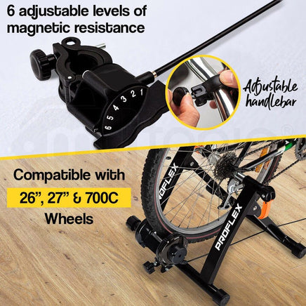 PROFLEX Indoor Bicycle Trainer - Bike Cycling Stationary Magnetic Stand Training Sports & Fitness Kings Warehouse 