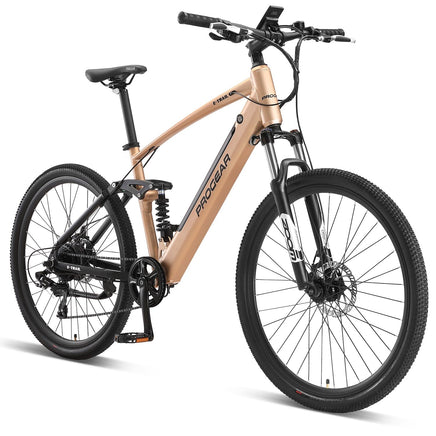 Progear Bikes E-Trail Dual Suspension E-Bike 27.5*18" in Sandstorm Sports & Fitness Kings Warehouse 