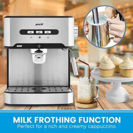 Pronti 1.6L Automatic Coffee Espresso Machine with Steam Frother Kings Warehouse 