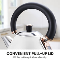 Pronti 1.7l Rose Trim Collection Kettle - White Kings Warehouse 