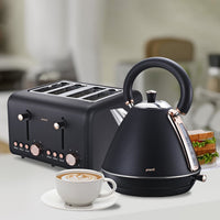 Pronti 4 Slice Toaster Rose Trim Collection - Black Kings Warehouse 