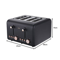 Pronti 4 Slice Toaster Rose Trim Collection - Black Kings Warehouse 