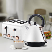 Pronti 4 Slice Toaster Rose Trim Collection - White Kings Warehouse 