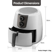 Pronti 7.2l 1800w Electric Air Fryer Healthy Cooker Fryers Kitchen Oven Oil Free Low Fat White Kings Warehouse 