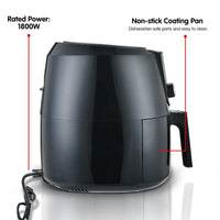 Pronti 7.2l Electric Air Fryer - 1800w Healthy Cooker For Oil-free Low-fat Cooking Kitchen Bench-top Oven Oil Free Low Fat - Black Kings Warehouse 