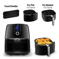 Pronti 7.2l Electric Air Fryer - 1800w Healthy Cooker For Oil-free Low-fat Cooking Kitchen Bench-top Oven Oil Free Low Fat - Black Kings Warehouse 