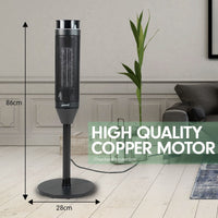 Pronti Electric Tower Heater 2000W Ceramic Portable Remote - Black Kings Warehouse 