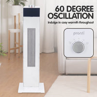 Pronti Electric Tower Heater PTC Ceramic 2000W White Kings Warehouse 