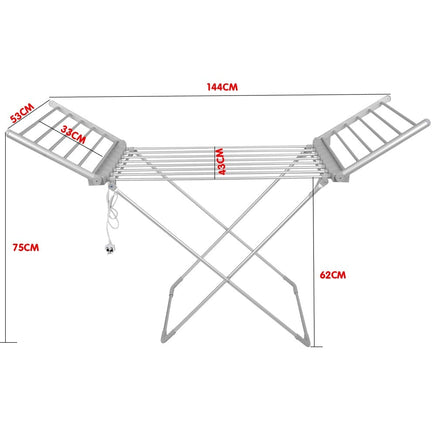 Pronti Heated Towel Clothes Rack Dryer Warmer Rack Airer Heat Line Hanger Laundry Kings Warehouse 