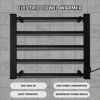 Pronti Heated Towel Rack Electric Bathroom Towel Rails Warmer Ev-90 -black Kings Warehouse 