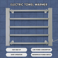 Pronti Heated Towel Rack Electric Bathroom Towel Rails Warmer Ev-90- Silver Kings Warehouse 