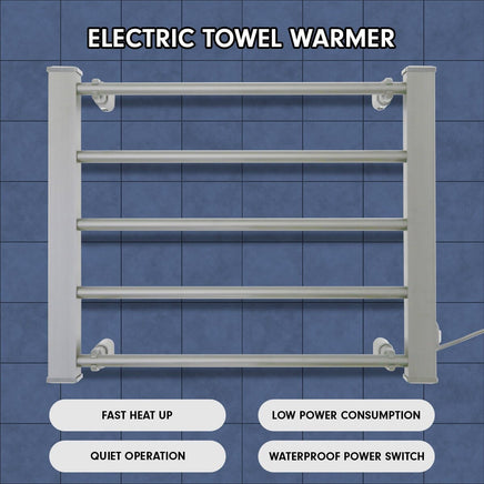 Pronti Heated Towel Rack Electric Bathroom Towel Rails Warmer Ev-90- Silver Kings Warehouse 