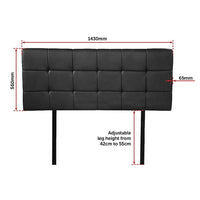 PU Leather Double Bed Deluxe Headboard Bedhead - Black Furniture Kings Warehouse 