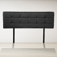 PU Leather Double Bed Deluxe Headboard Bedhead - Black Furniture Kings Warehouse 