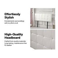 PU Leather Double Bed Deluxe Headboard Bedhead - White Furniture Kings Warehouse 