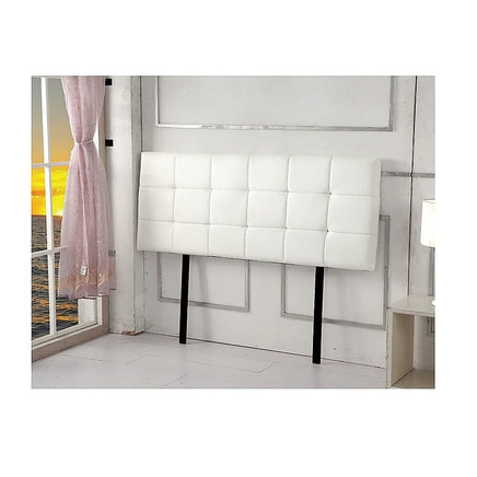 PU Leather Double Bed Deluxe Headboard Bedhead - White Furniture Kings Warehouse 