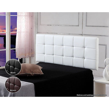 PU Leather Double Bed Deluxe Headboard Bedhead - White Furniture Kings Warehouse 