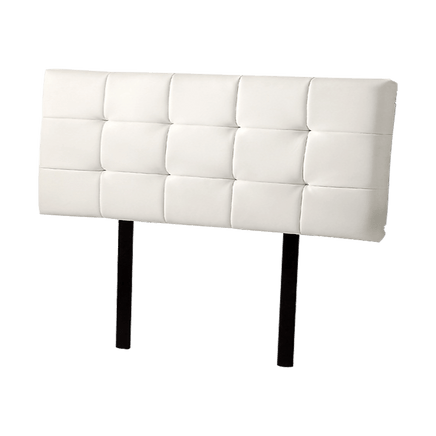 PU Leather Double Bed Deluxe Headboard Bedhead - White Furniture Kings Warehouse 