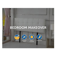 PU Leather Double Bed Deluxe Headboard Bedhead - White Furniture Kings Warehouse 