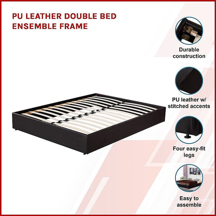 PU Leather Double Bed Ensemble Frame Furniture Kings Warehouse 