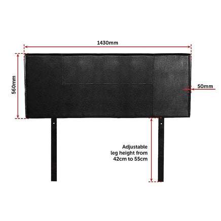 PU Leather Double Bed Headboard Bedhead - Black Furniture Kings Warehouse 