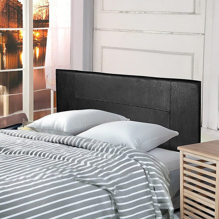 PU Leather Double Bed Headboard Bedhead - Black Furniture Kings Warehouse 