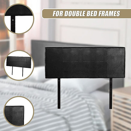 PU Leather Double Bed Headboard Bedhead - Black Furniture Kings Warehouse 