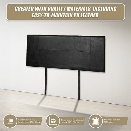 PU Leather Double Bed Headboard Bedhead - Black Furniture Kings Warehouse 