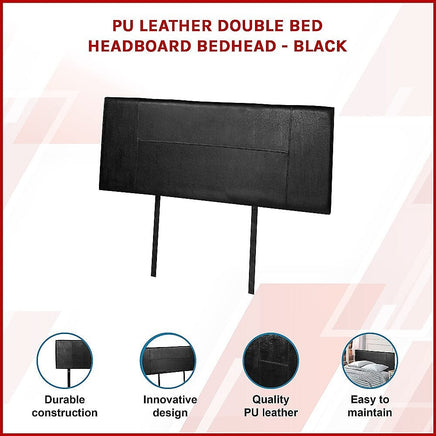 PU Leather Double Bed Headboard Bedhead - Black Furniture Kings Warehouse 