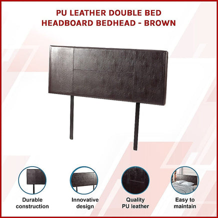 PU Leather Double Bed Headboard Bedhead - Brown Furniture Kings Warehouse 
