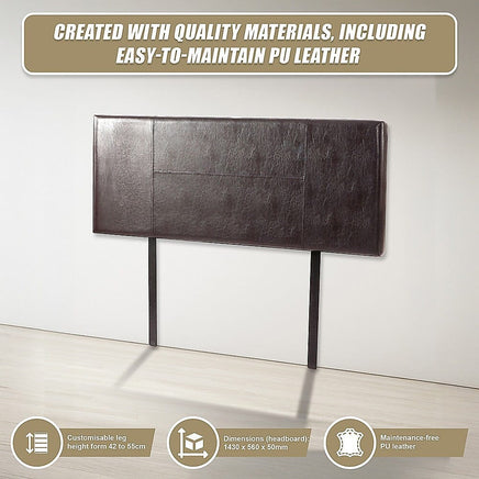 PU Leather Double Bed Headboard Bedhead - Brown Furniture Kings Warehouse 