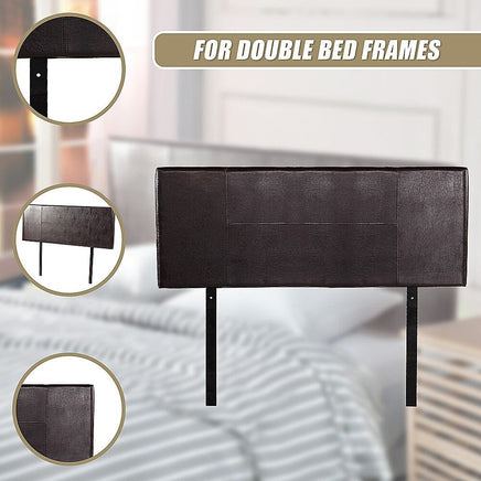 PU Leather Double Bed Headboard Bedhead - Brown Furniture Kings Warehouse 