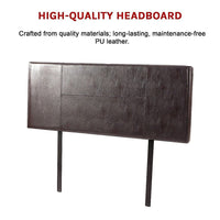 PU Leather Double Bed Headboard Bedhead - Brown Furniture Kings Warehouse 
