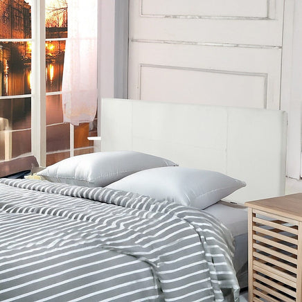 PU Leather Double Bed Headboard Bedhead - White Furniture Kings Warehouse 