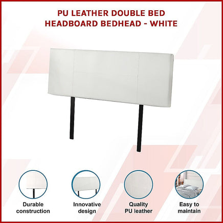 PU Leather Double Bed Headboard Bedhead - White Furniture Kings Warehouse 