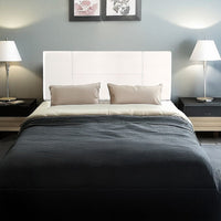 PU Leather Double Bed Headboard Bedhead - White Furniture Kings Warehouse 