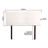 PU Leather Double Bed Headboard Bedhead - White Furniture Kings Warehouse 