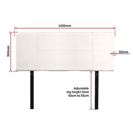 PU Leather Double Bed Headboard Bedhead - White Furniture Kings Warehouse 