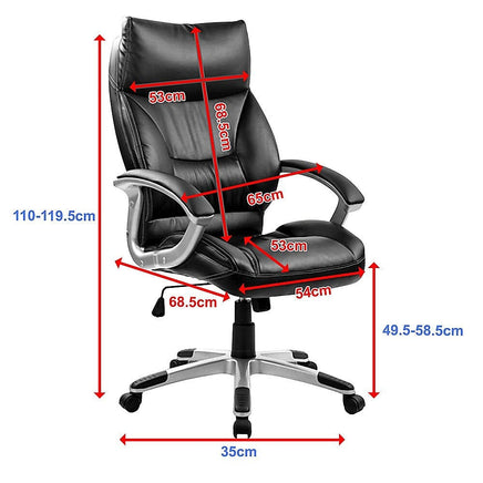 PU Leather Executive Office Chair – Ergonomic Swivel Computer Desk Chair in Black Furniture Kings Warehouse 