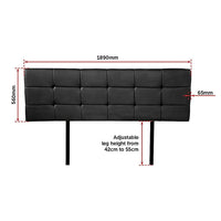 PU Leather King Bed Deluxe Headboard Bedhead - Black Furniture Kings Warehouse 