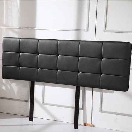 PU Leather King Bed Deluxe Headboard Bedhead - Black Furniture Kings Warehouse 
