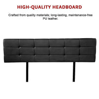 PU Leather King Bed Deluxe Headboard Bedhead - Black Furniture Kings Warehouse 