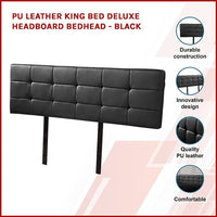 PU Leather King Bed Deluxe Headboard Bedhead - Black Furniture Kings Warehouse 