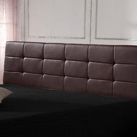 PU Leather King Bed Deluxe Headboard Bedhead - Brown Furniture Kings Warehouse 