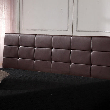 PU Leather King Bed Deluxe Headboard Bedhead - Brown Furniture Kings Warehouse 