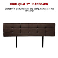 PU Leather King Bed Deluxe Headboard Bedhead - Brown Furniture Kings Warehouse 
