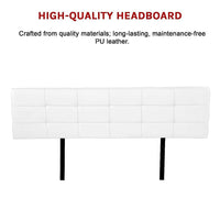 PU Leather King Bed Deluxe Headboard Bedhead - White Furniture Kings Warehouse 