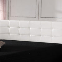 PU Leather King Bed Deluxe Headboard Bedhead - White Furniture Kings Warehouse 